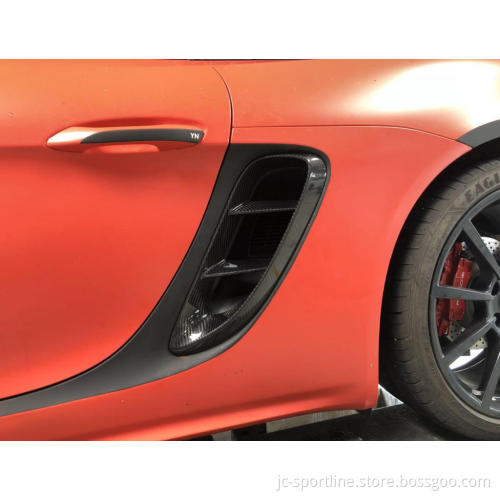 Porsche 718 Boxster Cayman Carbon Fiber Side Air Scoop Vents Intake Cover 2016-2018